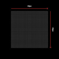 Grid with dimensions on a black background