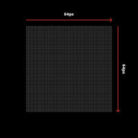 Front view of 64x64 LED pixel grid used for custom pixel art and animations