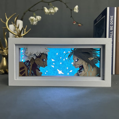 Eren Yaeger GlowFrame - Attack on Titan Fight Scene - Framed Wall Art by Zyko