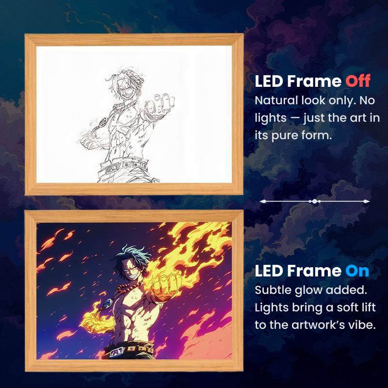 Portgas D. Ace, LumiFrame: One Piece - Framed Wall Art by Zyko