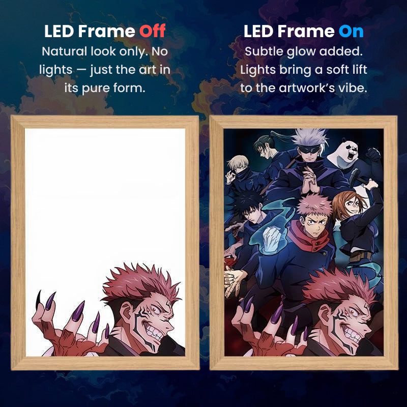 Ryomen Sukuna & Friends, LumiFrame: Jujutsu Kaisen - Framed Wall Art by Zyko