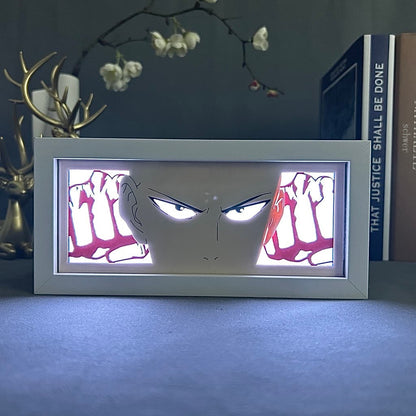 Saitama GlowFrame - One Punch Man - Framed Wall Art by Zyko