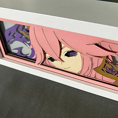 Yae Miko GlowFrame - Genshin Impact - Framed Wall Art by Zyko