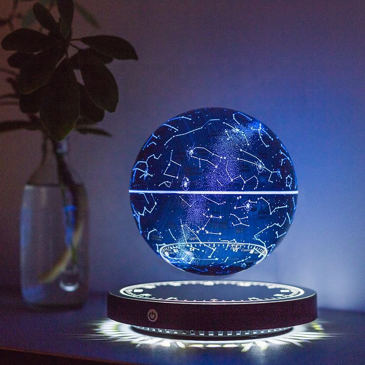Aesthetic room setup featuring a 3D floating moon lamp on a bedside table for modern minimalist decor.