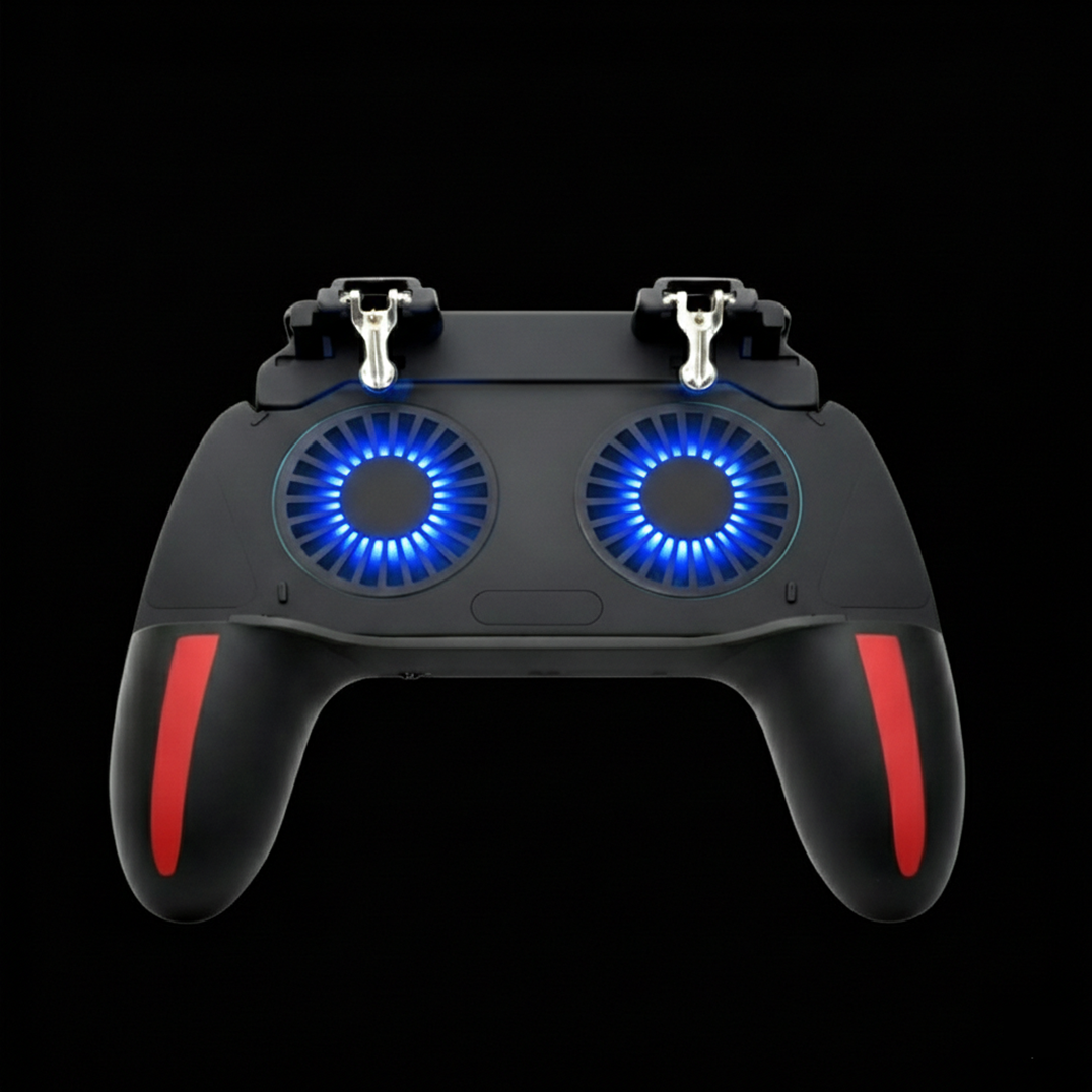 APEX V1 mobile gaming controller with dual cooling fans and mechanical triggers