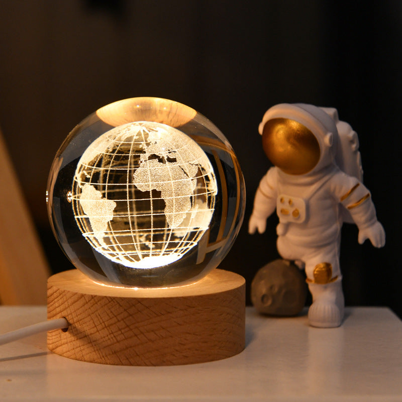 bedroom
Clear glass globe light in modern bedroom aesthetic with soft ambient glow
