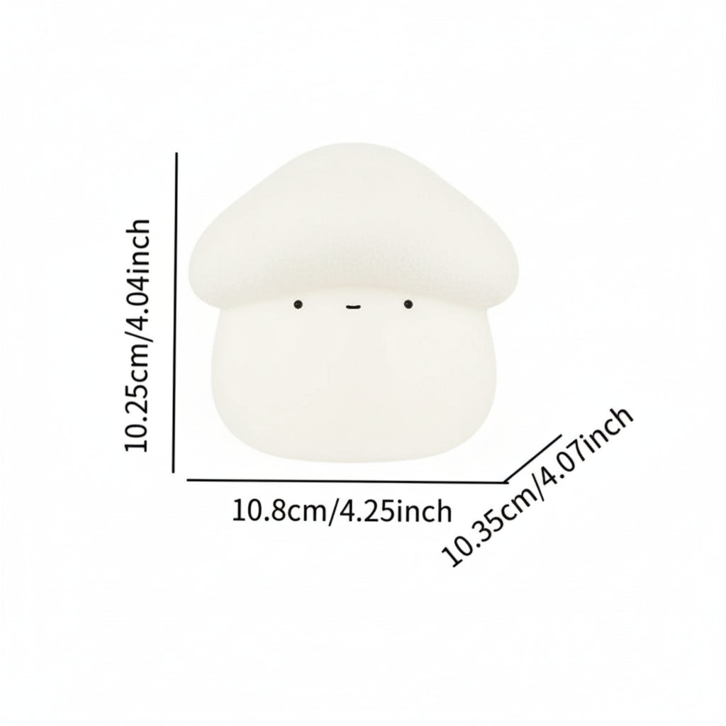 Safe soft silicone mushroom lamp with gentle touch control. Cozy bedroom lighting ideas featuring kawaii LED mushroom lamp