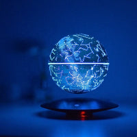 Digital room design inspiration showing a levitating moon lamp with blue LED glow and magnetic clock base.
