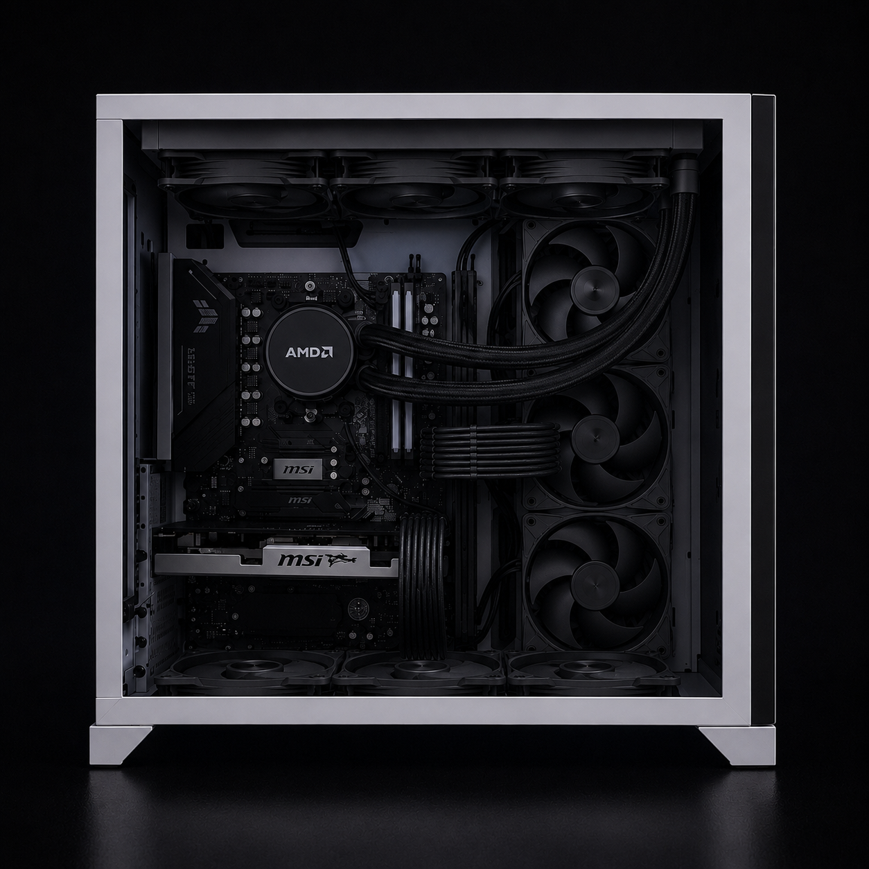 Gaming PC build before RGB cable extension upgrade