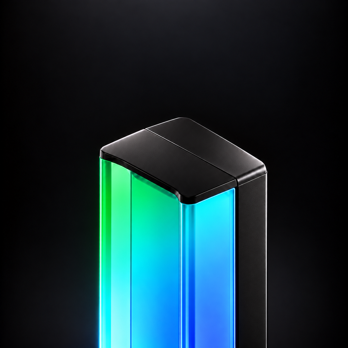 Close up of a Zyko infinity mirror light bar showing layered RGBIC colour and illuminated depth.