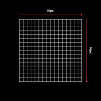 Side profile showing measurements and size chart of 16x16 LED pixel display