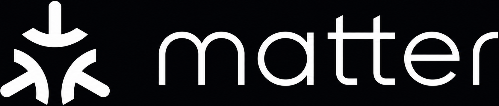 Matter smart home compatibility logo on a dark background for connected app controlled lighting.