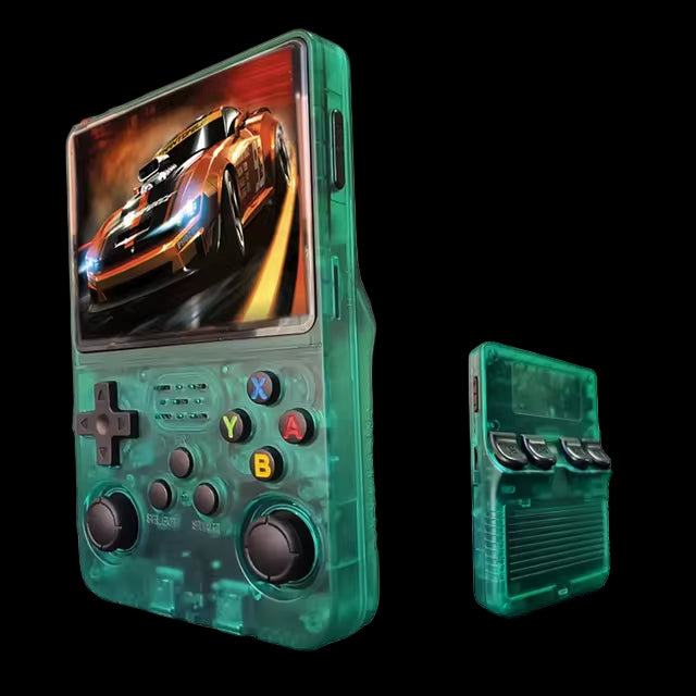 Green retro handheld game console with vivid screen, retro gaming gift