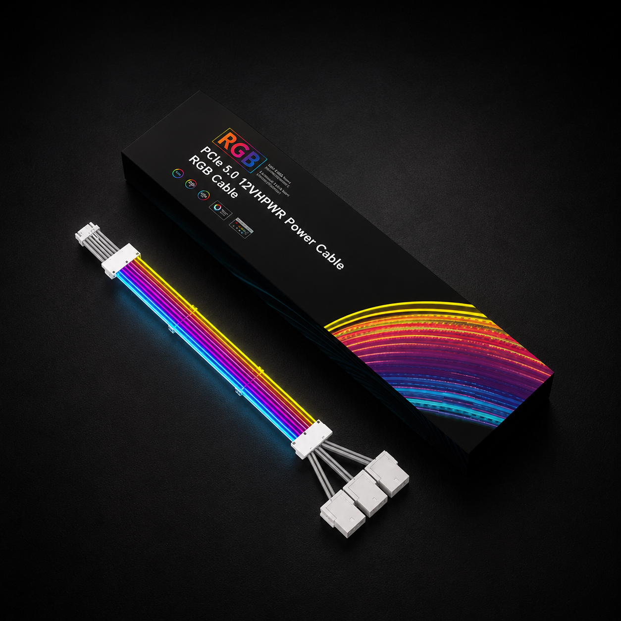 RGB 16-pin GPU cable extension shown with product packaging