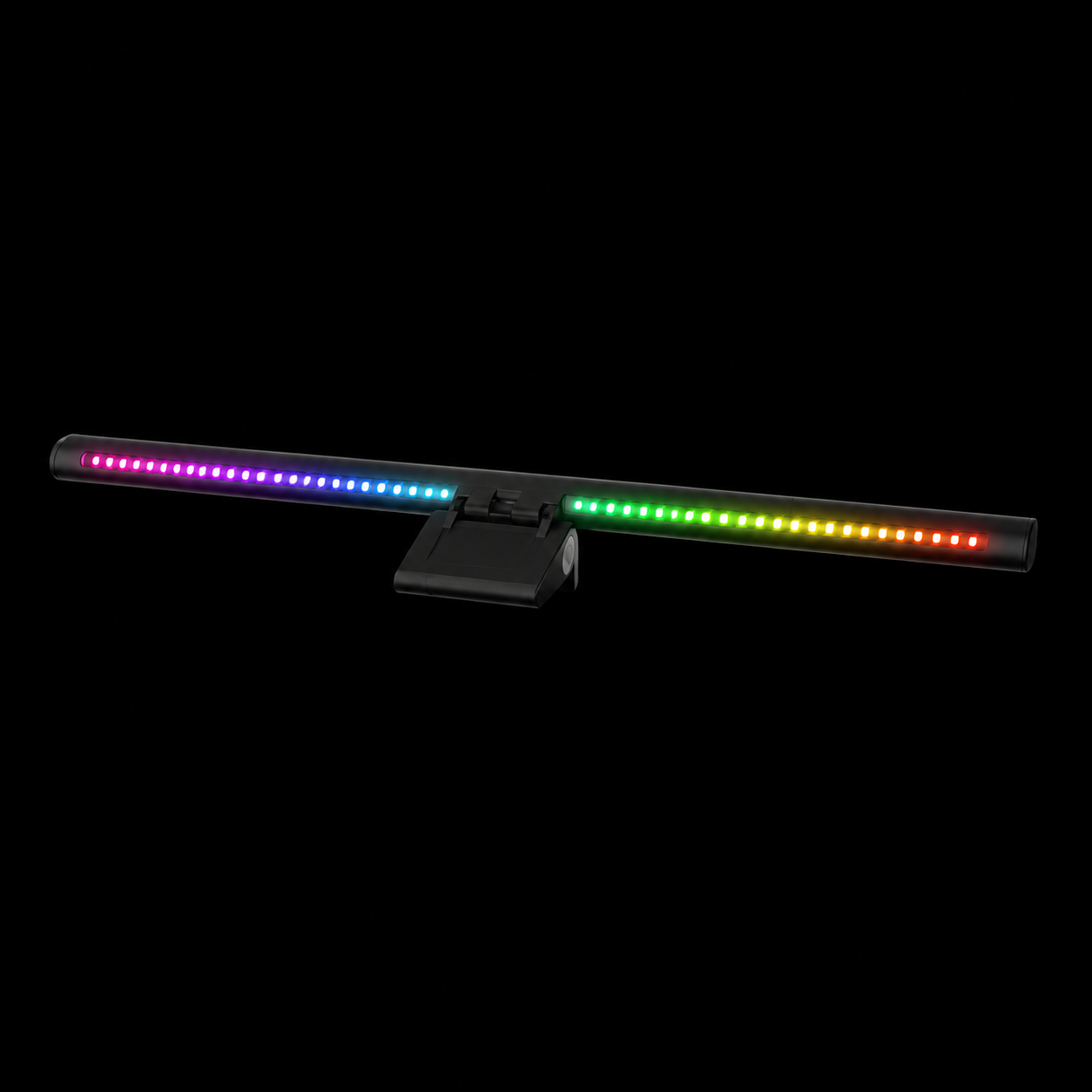 Rear RGB lighting on a monitor light bar displaying a multicolour gradient