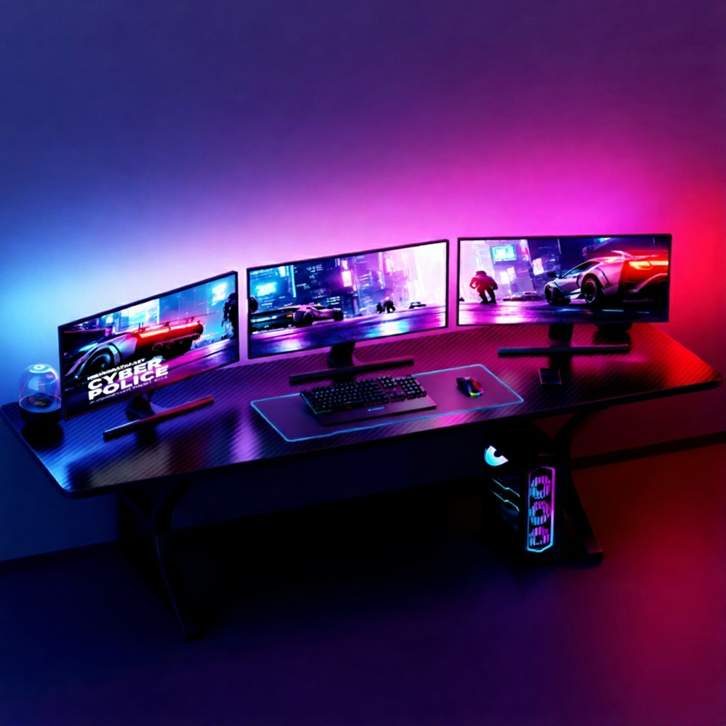 Screen responsive monitor backlight adding dynamic RGB colour behind a gaming display for a more immersive desk setup.