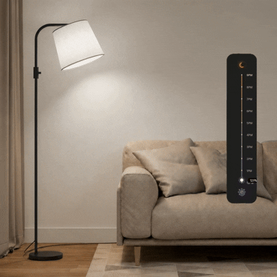 Smart bulb schedule showing warm morning light, bright daytime lighting and warmer evening light for a natural daily routine