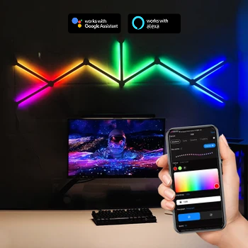 Smart LED wall light bars controlled via TuYa app and remote