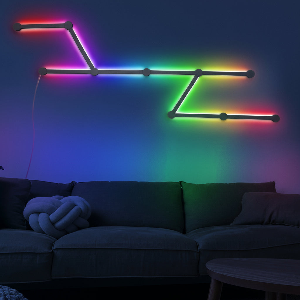 Modern RGB smart wall lights creating ambient home lighting setup