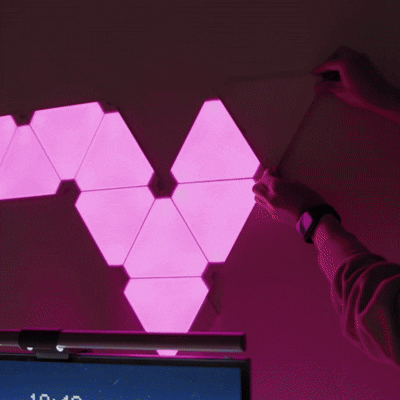 Spectra Panels RGB triangle LED light panels showing colour transitions for every mood