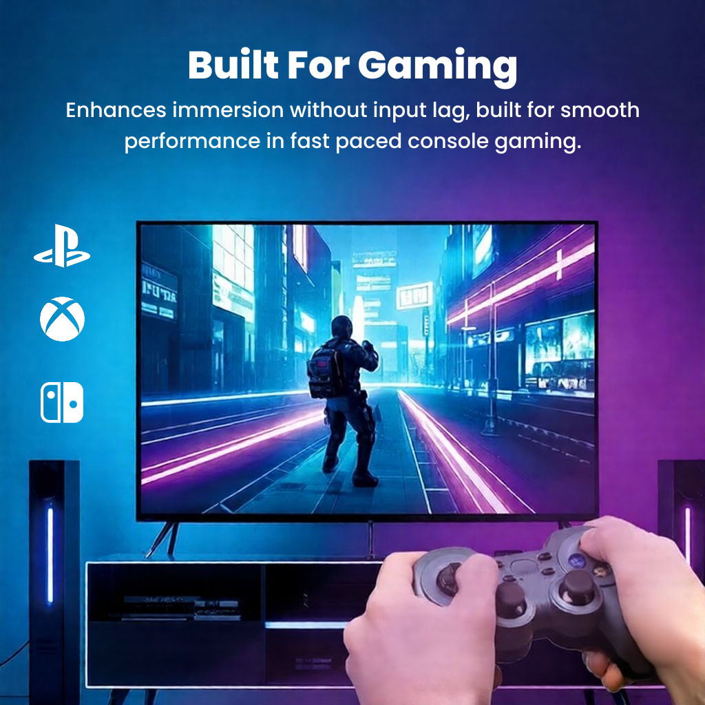 USB LED light strip for TV used during console gaming setup