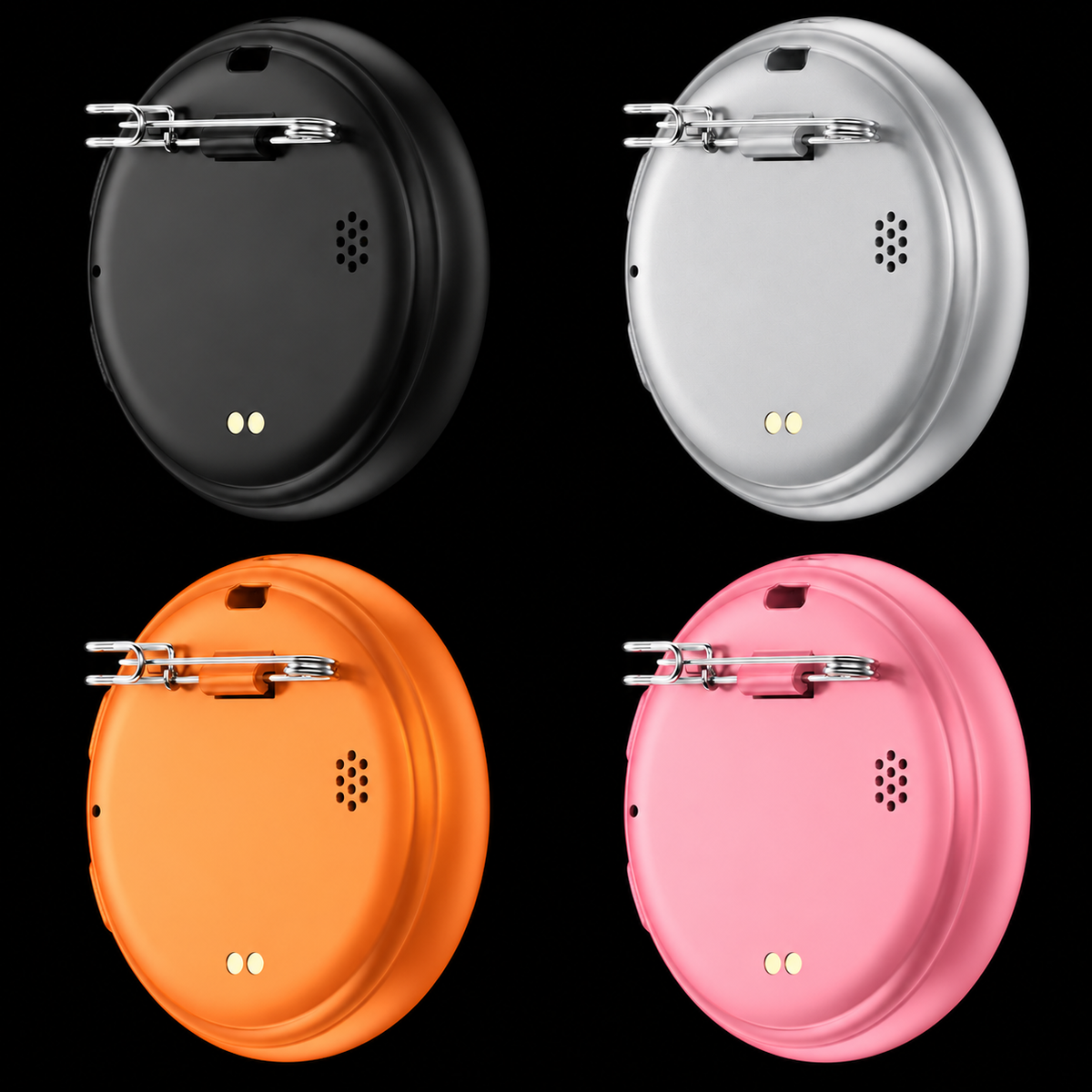 Zyko digital pin badge in Black, Silver, Orange and Pink colour options