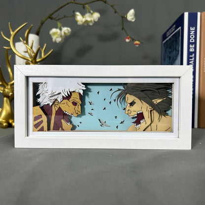 Eren Yaeger GlowFrame - Attack on Titan Fight Scene - Framed Wall Art by Zyko 