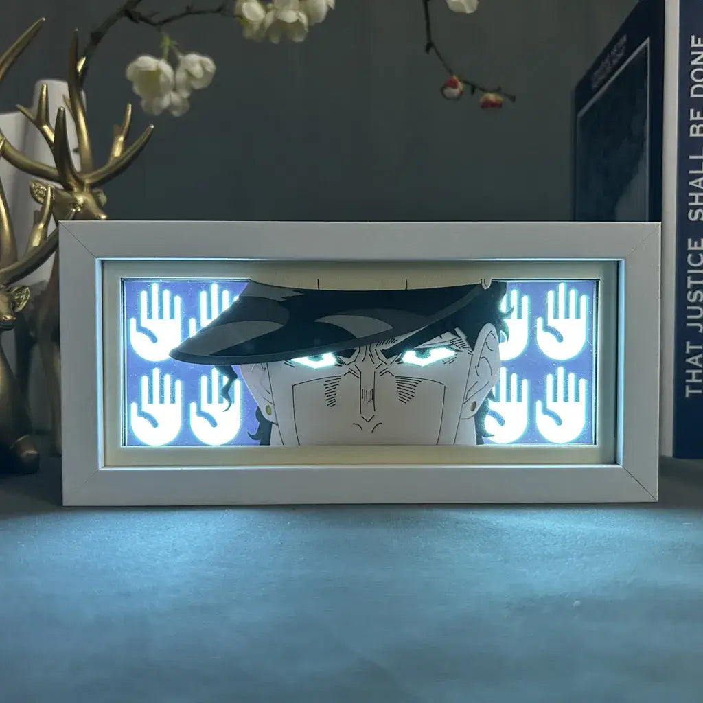 Jotaro Kujo GlowFrame - JoJo's Bizarre Adventure - Framed Wall Art by Zyko 