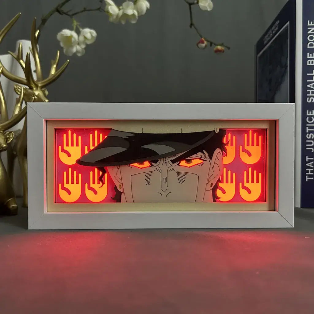 Jotaro Kujo GlowFrame - JoJo's Bizarre Adventure - Framed Wall Art by Zyko 