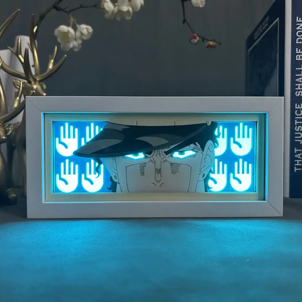 Jotaro Kujo GlowFrame - JoJo's Bizarre Adventure - Framed Wall Art by Zyko 