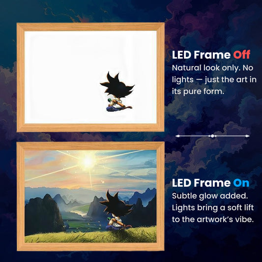 Mini Goku, LumiFrame: Dragon Ball Z - Framed Wall Art by Zyko 