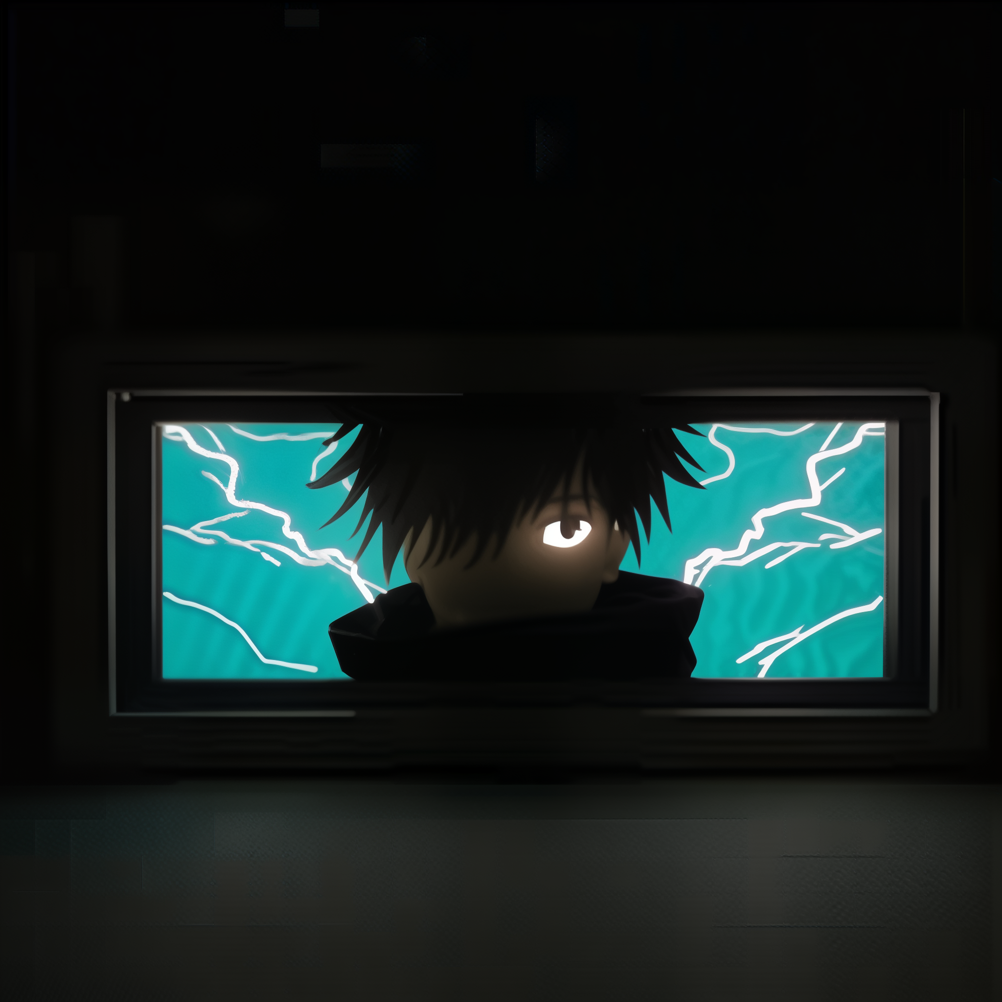 Satoru Gojo GlowFrame - Jujutsu Kaisen - Framed Wall Art by Zyko 