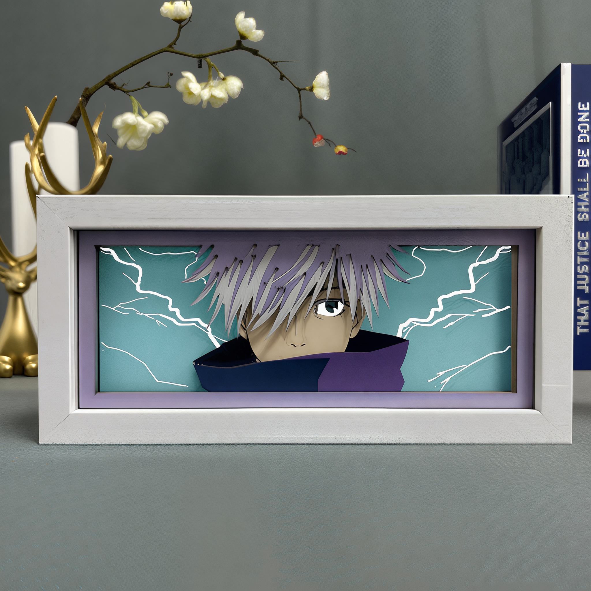 Satoru Gojo GlowFrame - Jujutsu Kaisen - Framed Wall Art by Zyko 