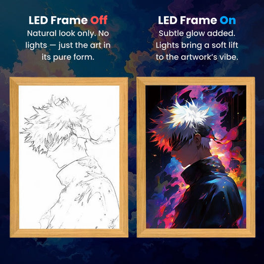 Satoru Gojo LumiFrame: Jujutsu Kaisen - Framed Wall Art by Zyko 