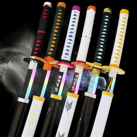 Set of colorful swords with decorative handles on a dark background
