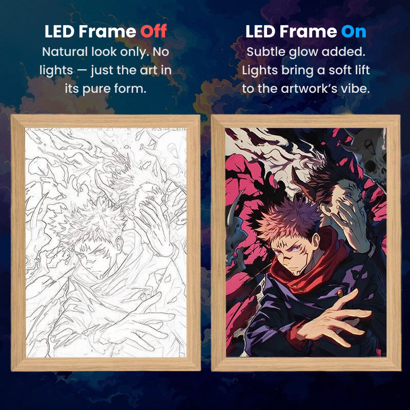 Yuji Itadori, LumiFrame: Jujutsu Kaisen - Framed Wall Art by Zyko 