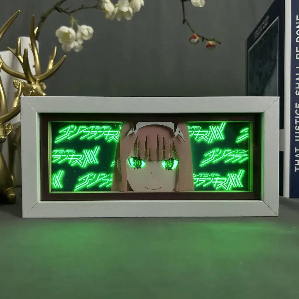 Zero Two GlowFrame - Darling in the FranXX - Framed Wall Art by Zyko 