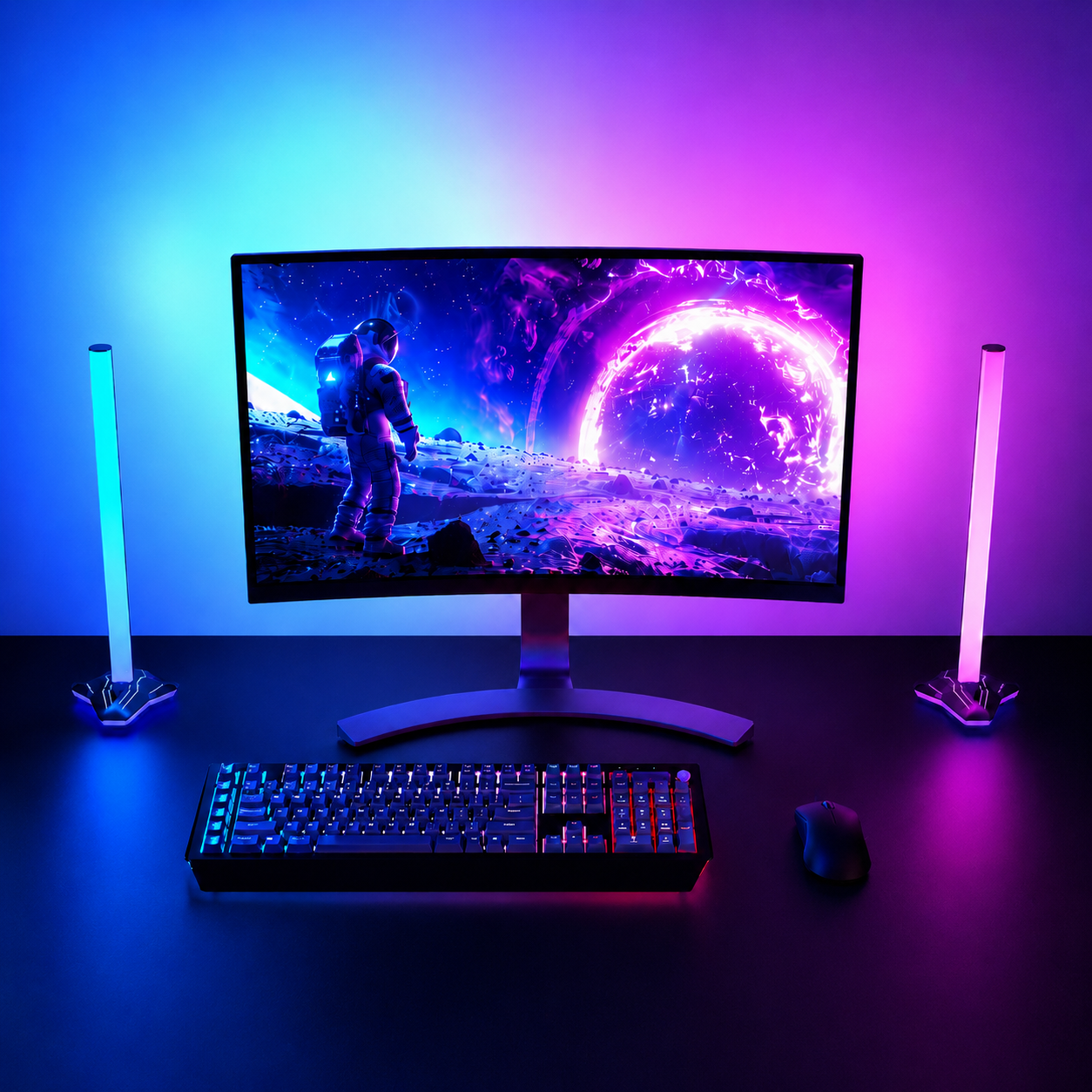 Zyko Atmos Monitor Backlight with screen sync RGB lighting, extending colours beyond the display to create a more immersive gaming and entertainment experience.