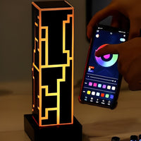 Aurora lamp controlled through a phone app with smooth colour options, showing smart lamp features and smart rgb lights capability.