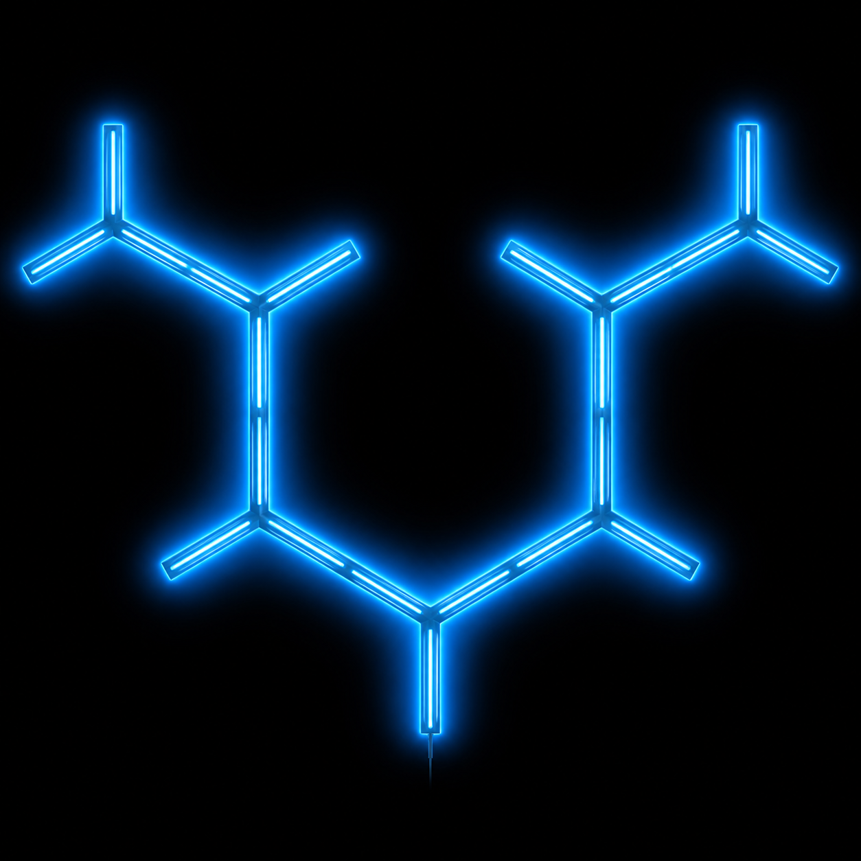 Zyko Elements Y-Line Wall Lights glowing blue on a black background