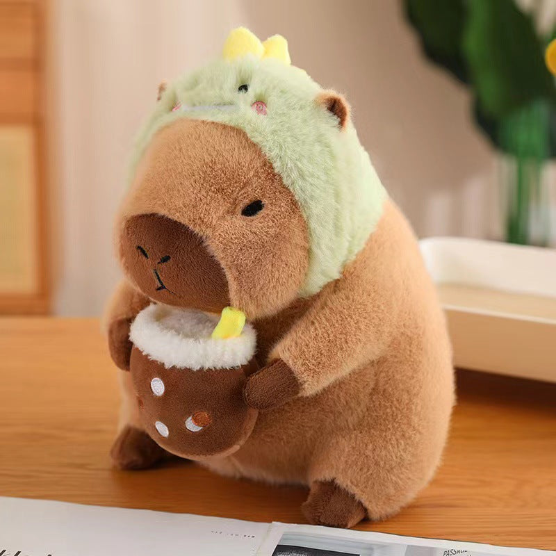 Frog-themed Capybara plush, ideal for aesthetic gifts for christmas or year-round collectors who love playful décor.