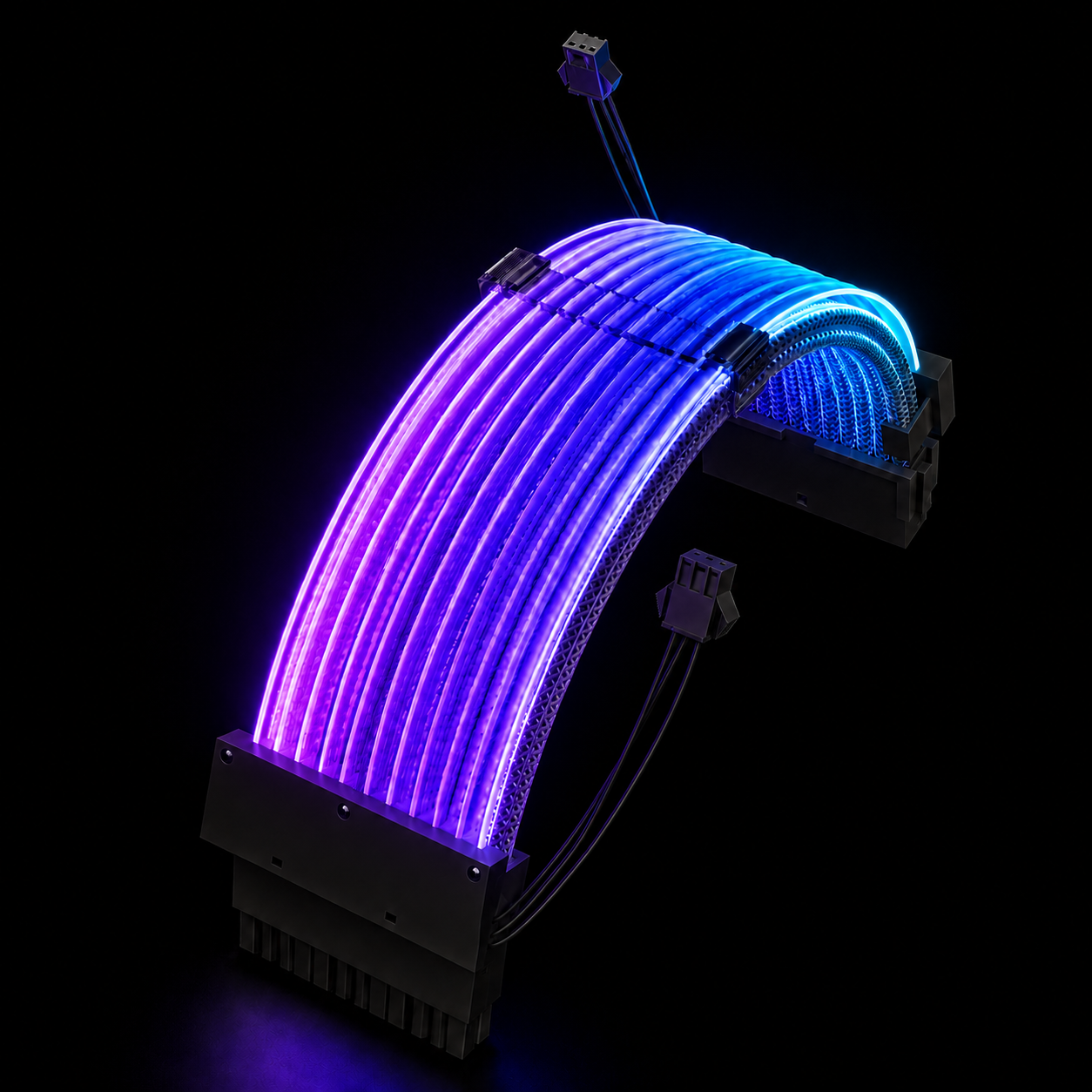 Black RGB 24-pin motherboard cable extension for gaming PC builds