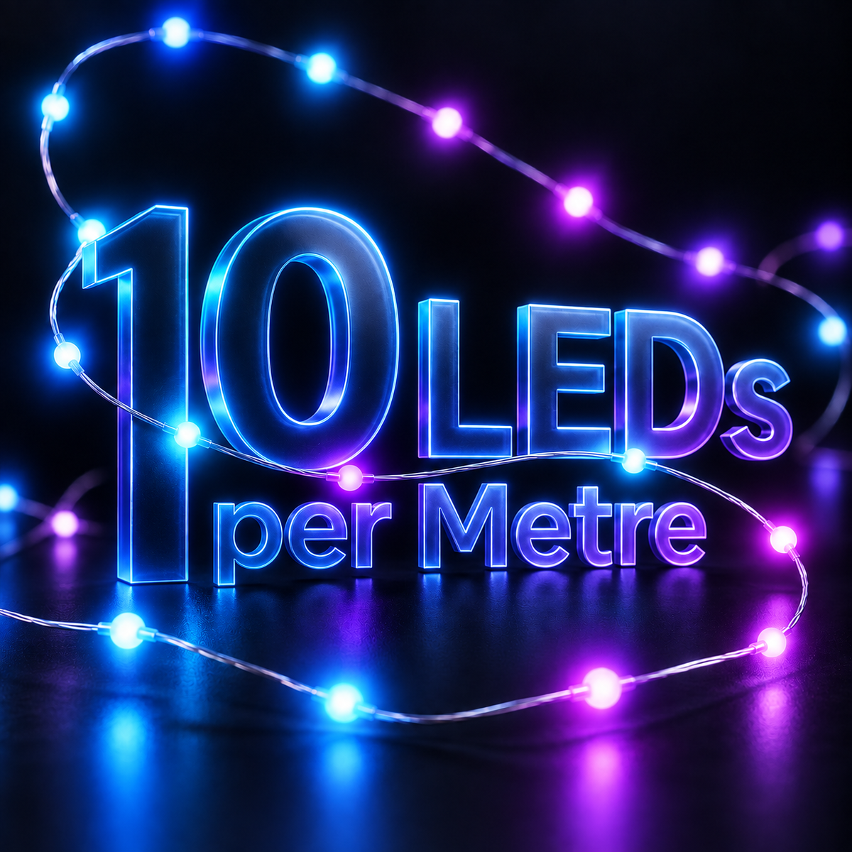 Smart Christmas tree light string with 10 LEDs per metre