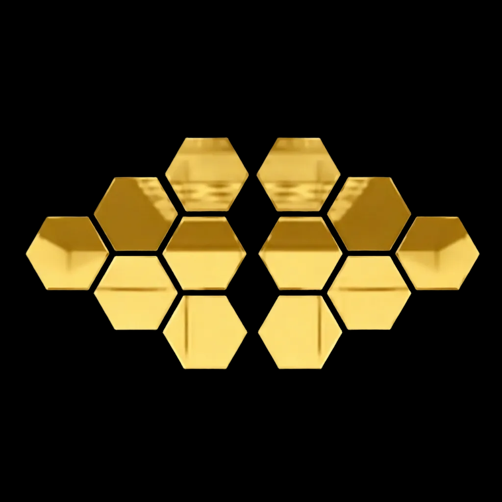 modern gold wall mirror arrangement presented on black wall showing reflective acrylic finish for stylish decor