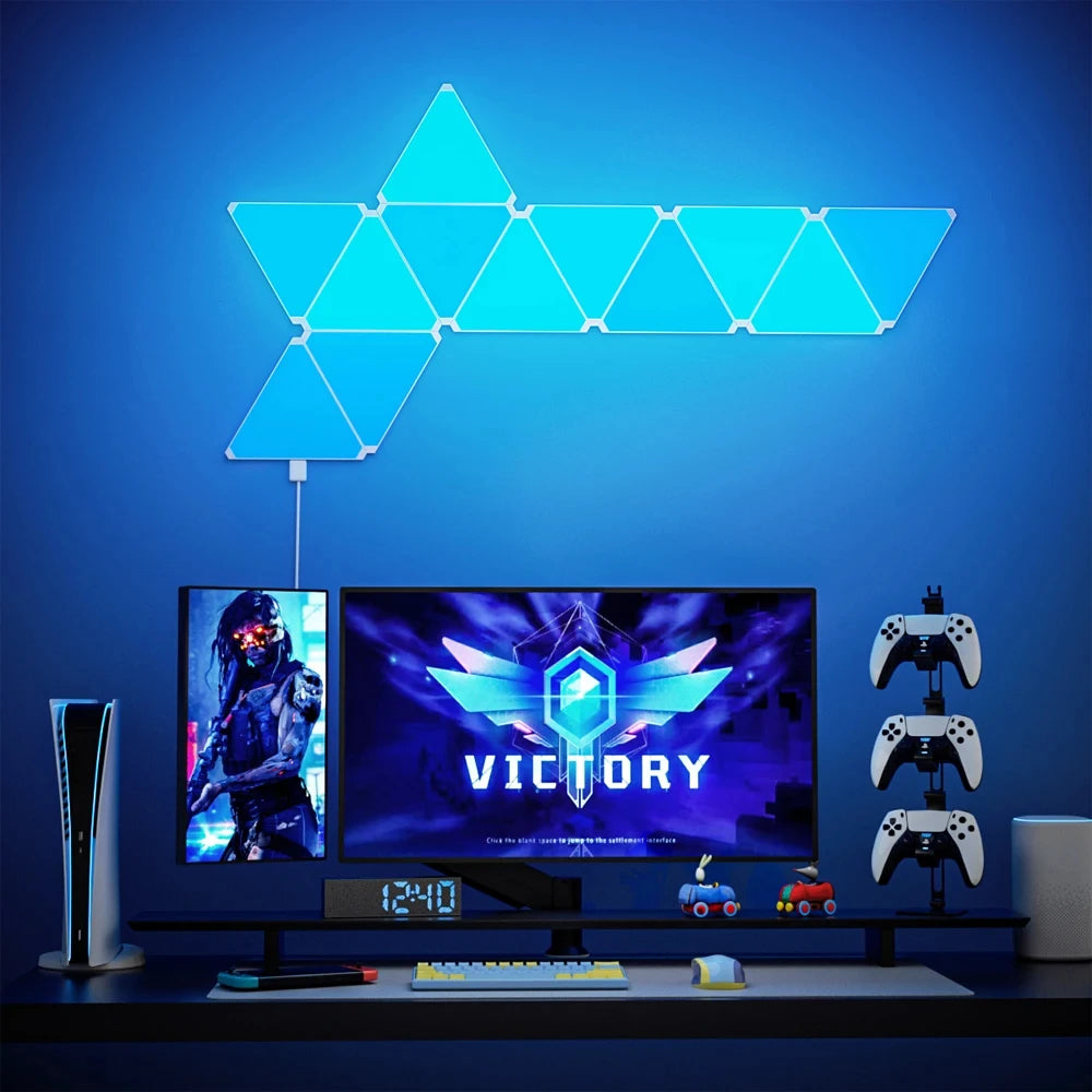 Modern LED panel wall art featuring RGB lighting effects, transforming blank walls into immersive decorative displays.