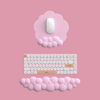 Pink foam wrist rest and matching keyboard for desk kawaii setups and kawaii gifts lovers.