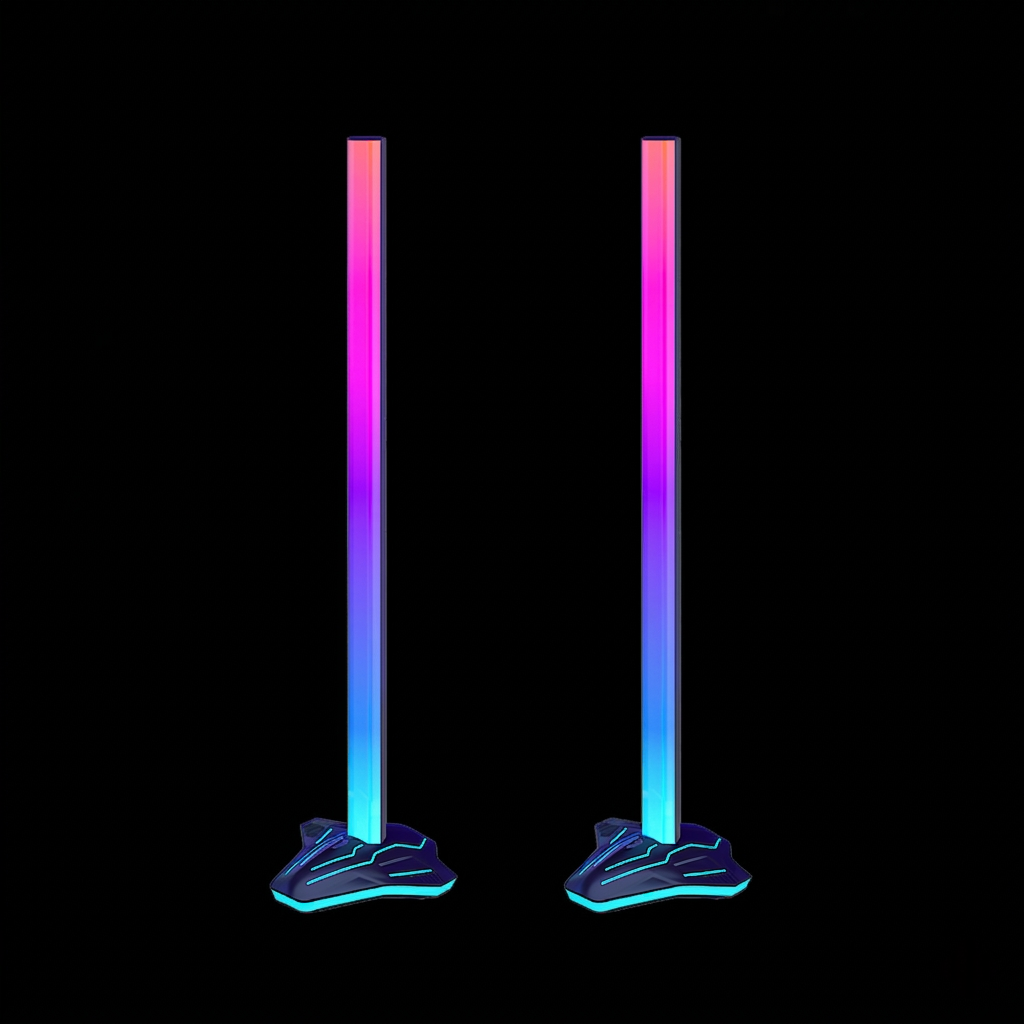 Reactive light bars for PC monitor setups, extending colour around the screen with dynamic ambient lighting for a more engaging desk experience.
