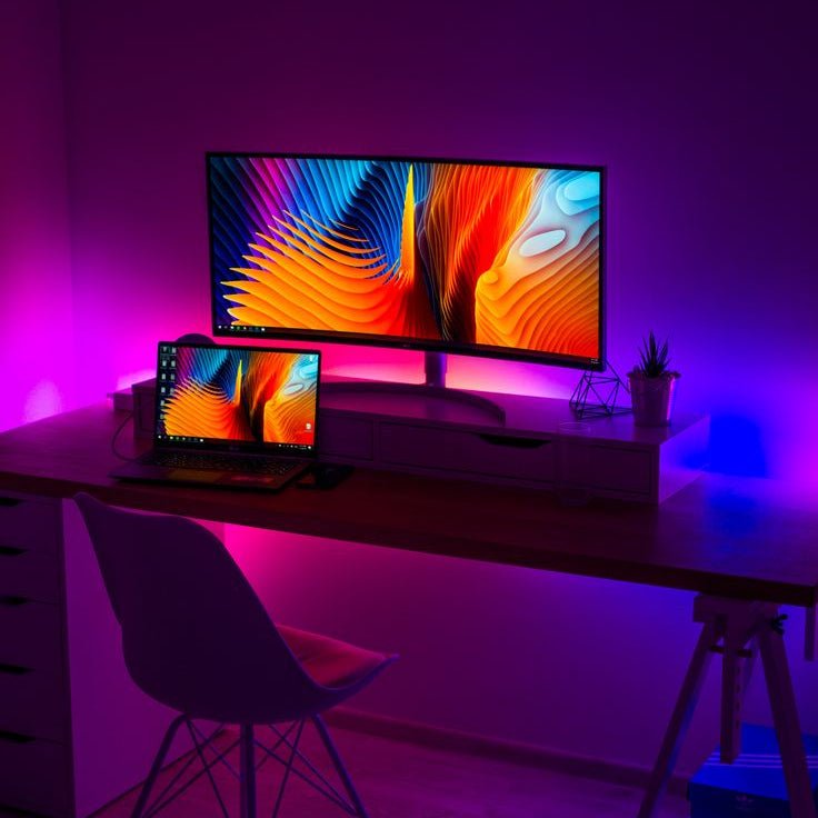RGB monitor backlight syncing colourful lighting with the screen