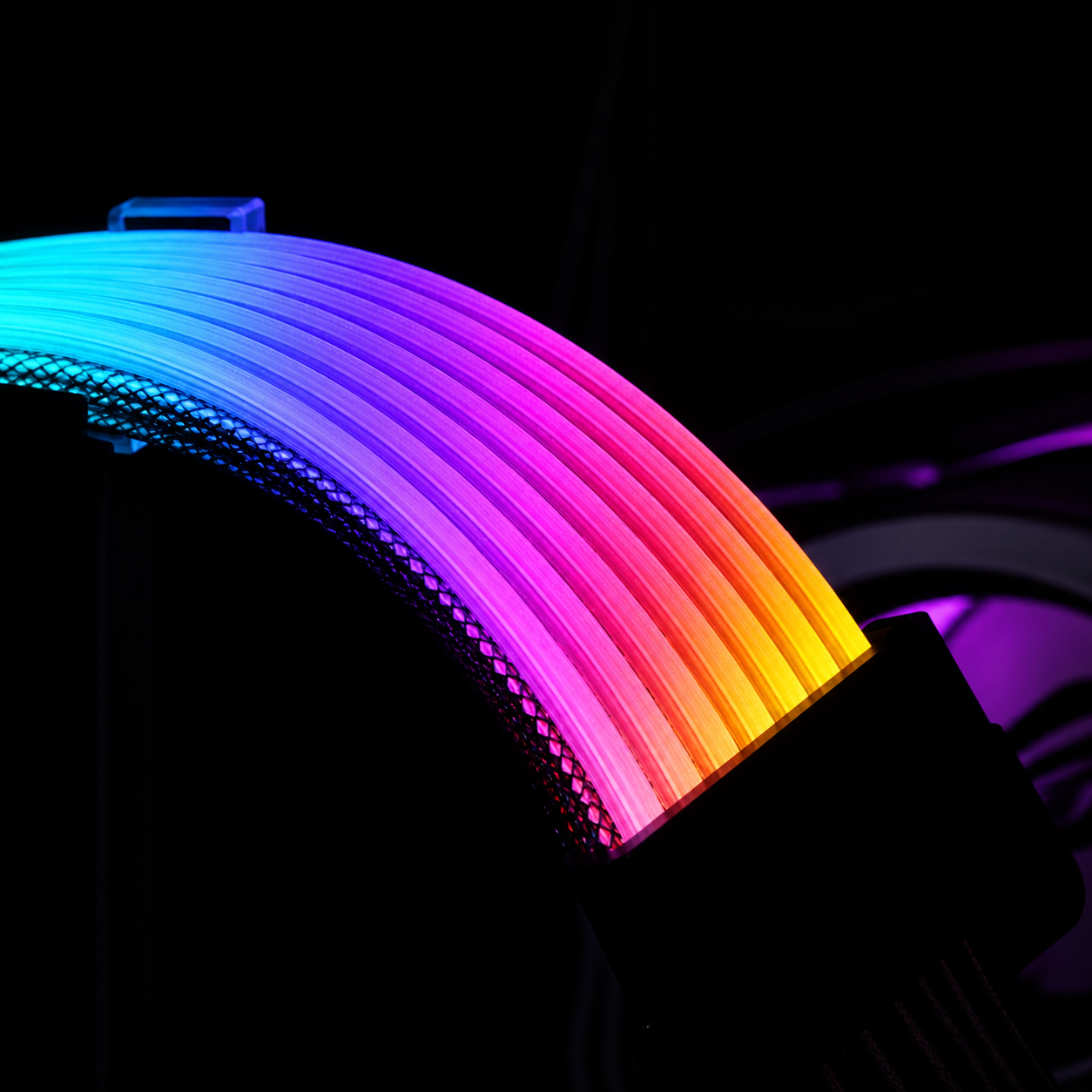 RGB PC cable extension with bright ARGB lighting for custom gaming builds