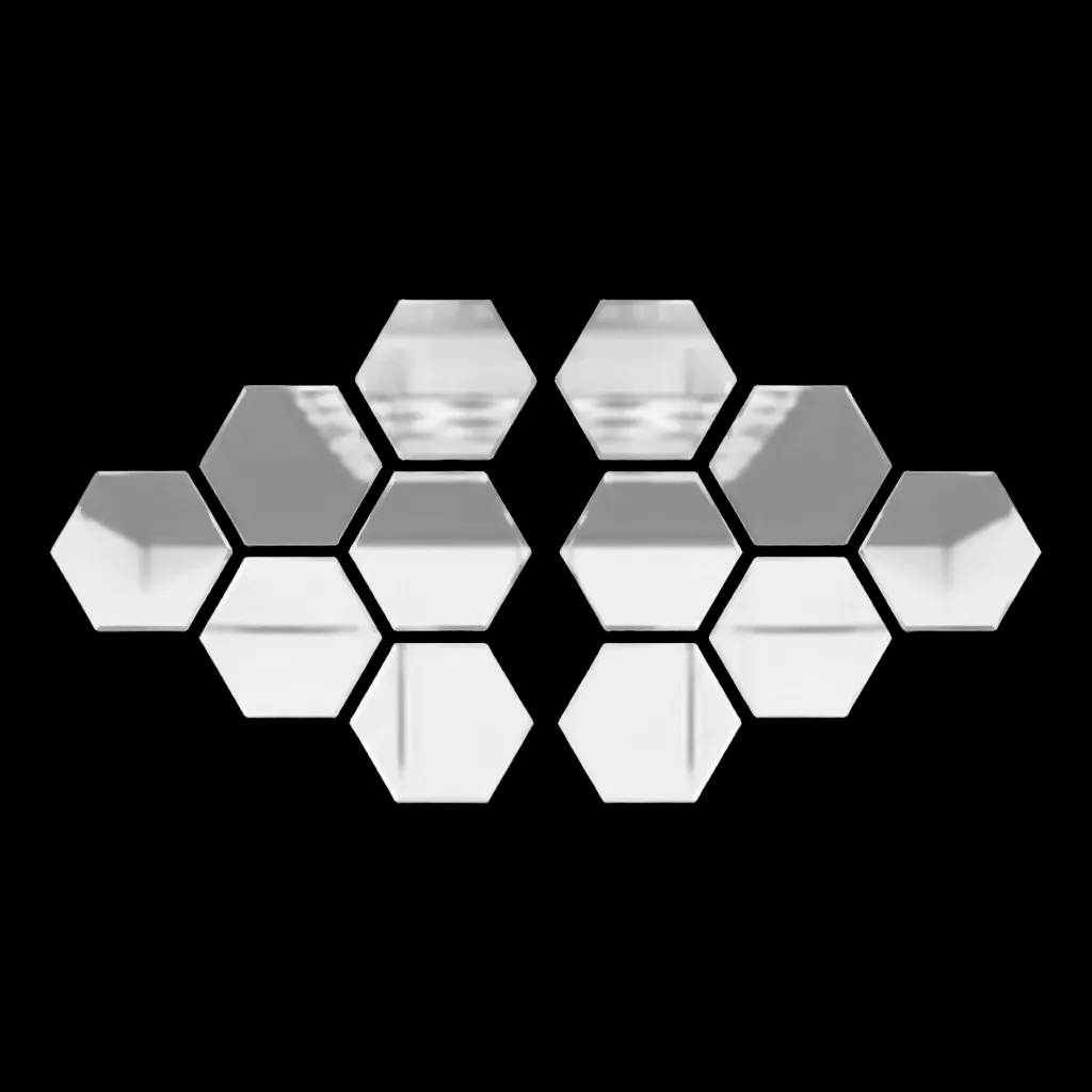 silver acrylic wall mirrors arranged neatly on dark textured wall for reflective modern decor